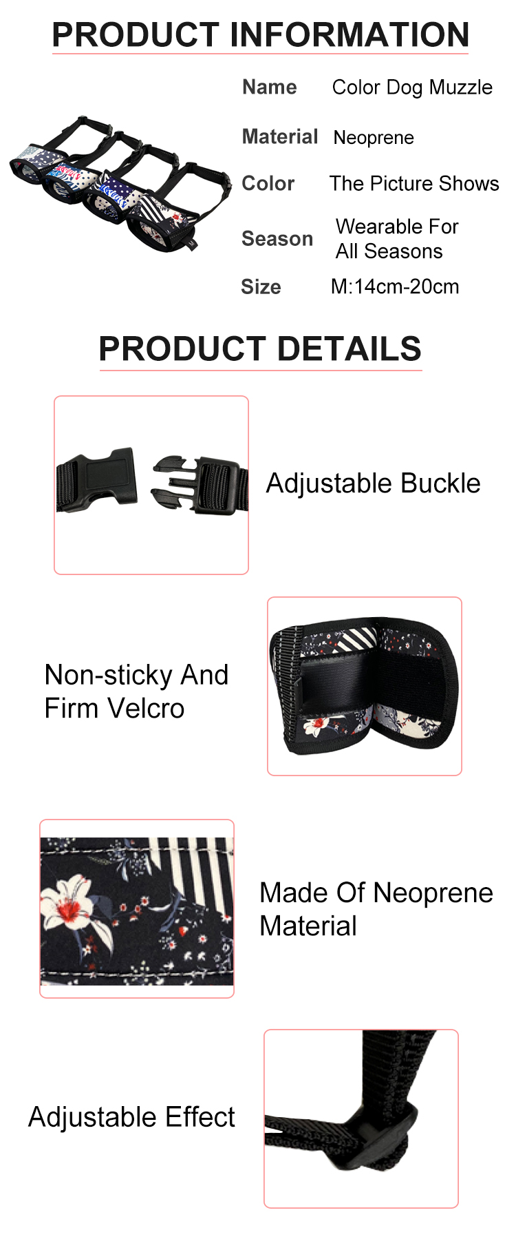 Custom Made Personalized Pet Various Sizes Equipment Dog Muzzle Nylon Muzzles for ogs