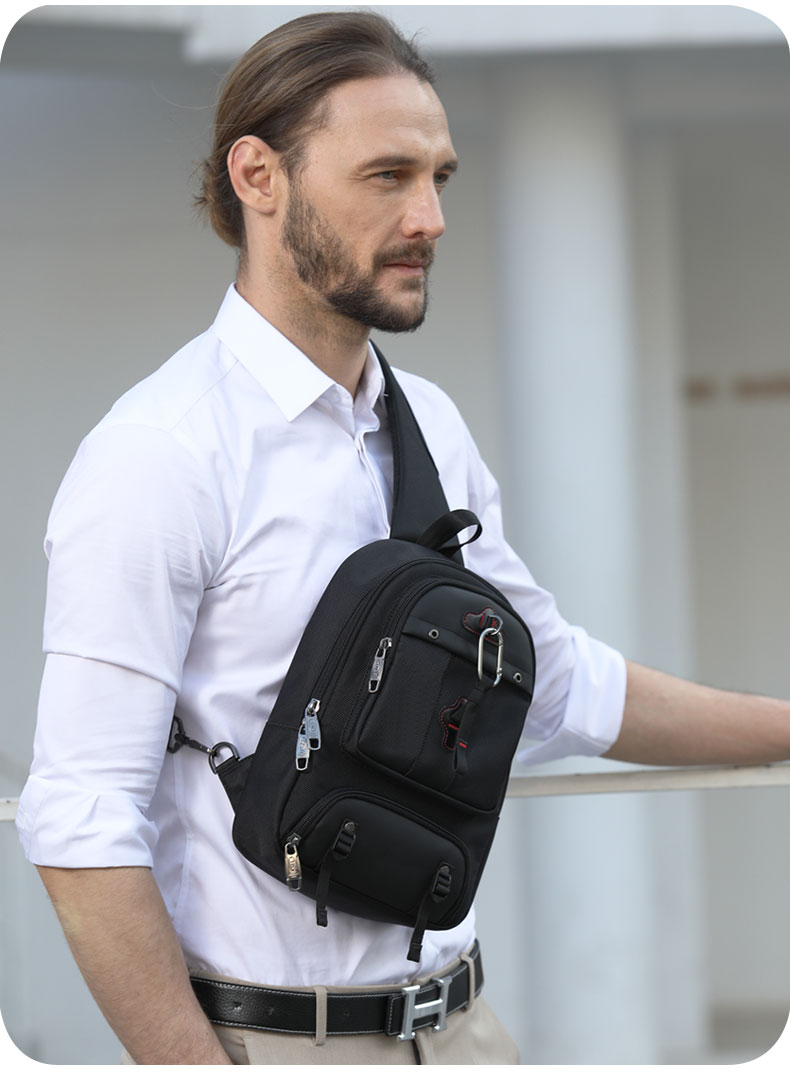 Factory wholesale large capacity shoulder bag multi functional travel sling bag men's Crossbody chest bag