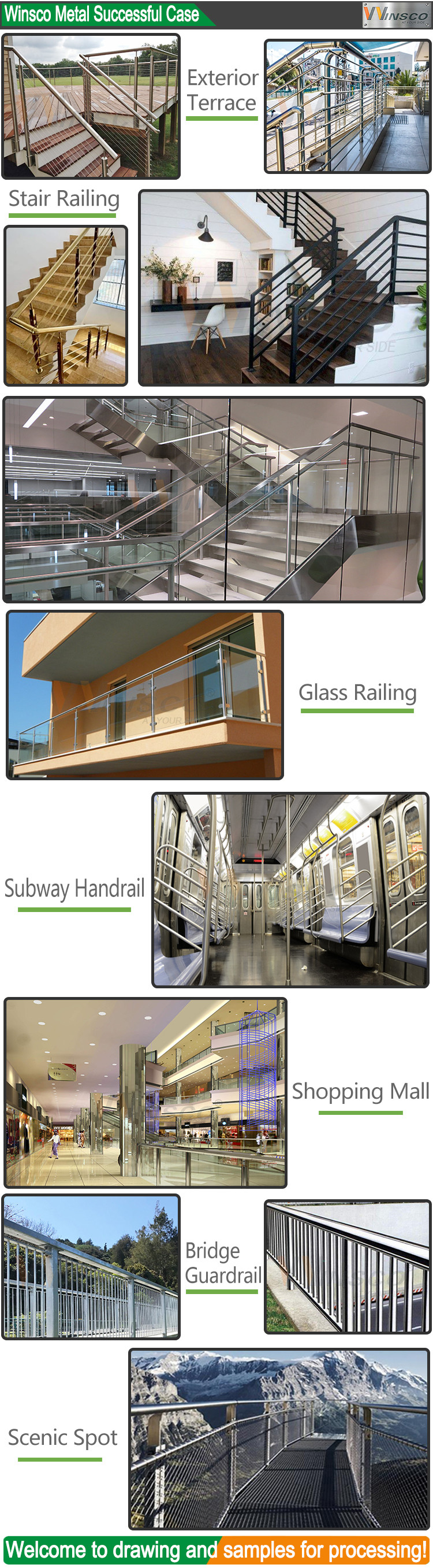 1500mm SS Railing Staircase Handrail 1.2mm 1.5mm SS 201 304 316 Mirror Polished For Home Balcony Decoration