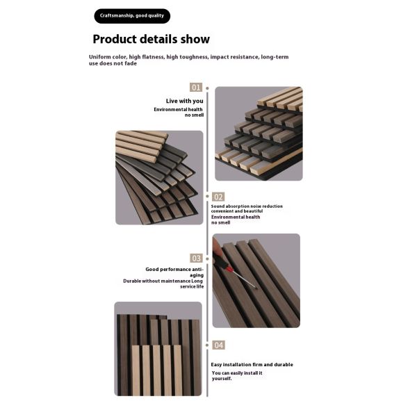 Modern Design Acoustic Panel Cross-Border Wooden Grille Decorative Wall Panel Flexible Flame Retardant TV Background Wall