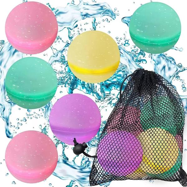 Reusable Water Balloons Refillable Water Bomb Soft Silicone Water Balls Quick Fill & Self-Sealing