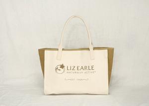China Jute Stitching Eco Friendly Tote Bag Silk Screen Soft Color With Inner Lining wholesale