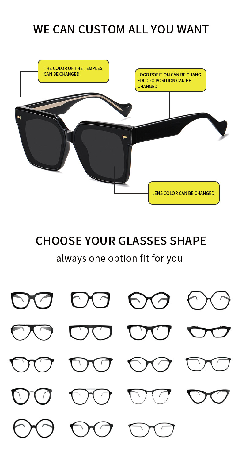 Customized Designer Acetate Sunglasses Trendy Shape Colorful