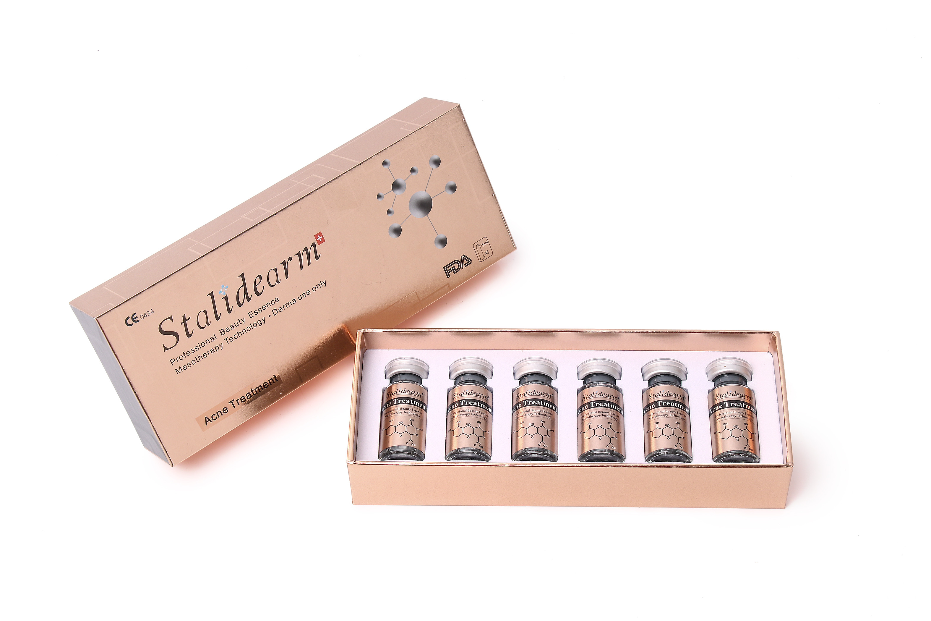 Luxurious 24k Hyaluronic Acid Meso Serum Set Lightweight Texture Acne Treatment Solution 10ml Bottle