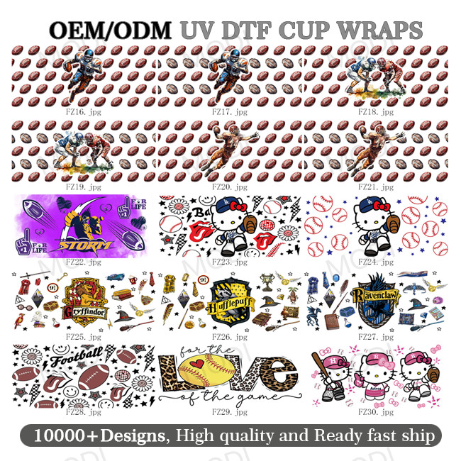 Hello Kitty 16Oz Baseball Sports Balls UV DTF Transfer Cup Wrap Stickers For Glass Tumblers Custom Designs