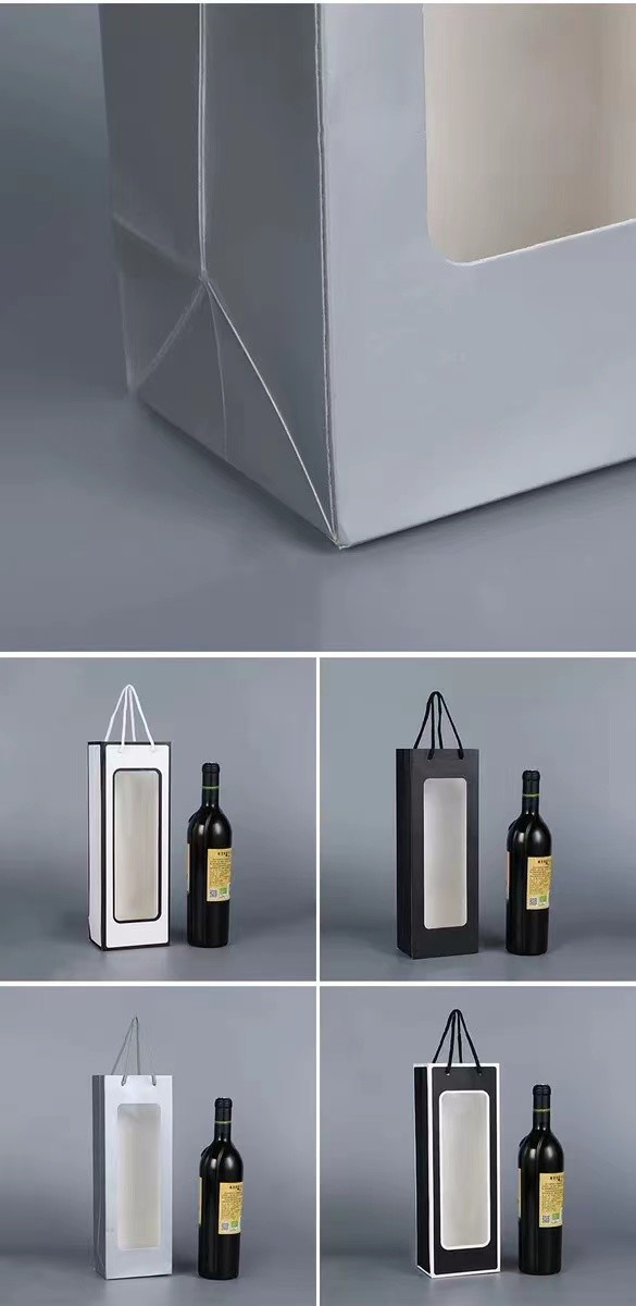 100gsm To 130gsm Personalized Paper Wine Bags With Clear Window