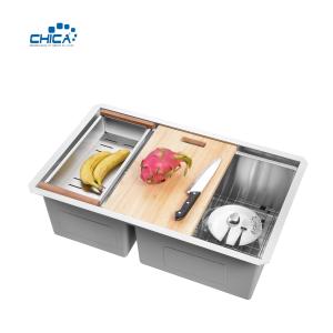 China Topmount Kitchen Sink Double Bowl Kitchen Sink Stainless Steel Kitchen Sink Handmade Kitchen Sink wholesale