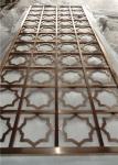 Carved screens champagne stainless steel restaurant laser hollow wall panel