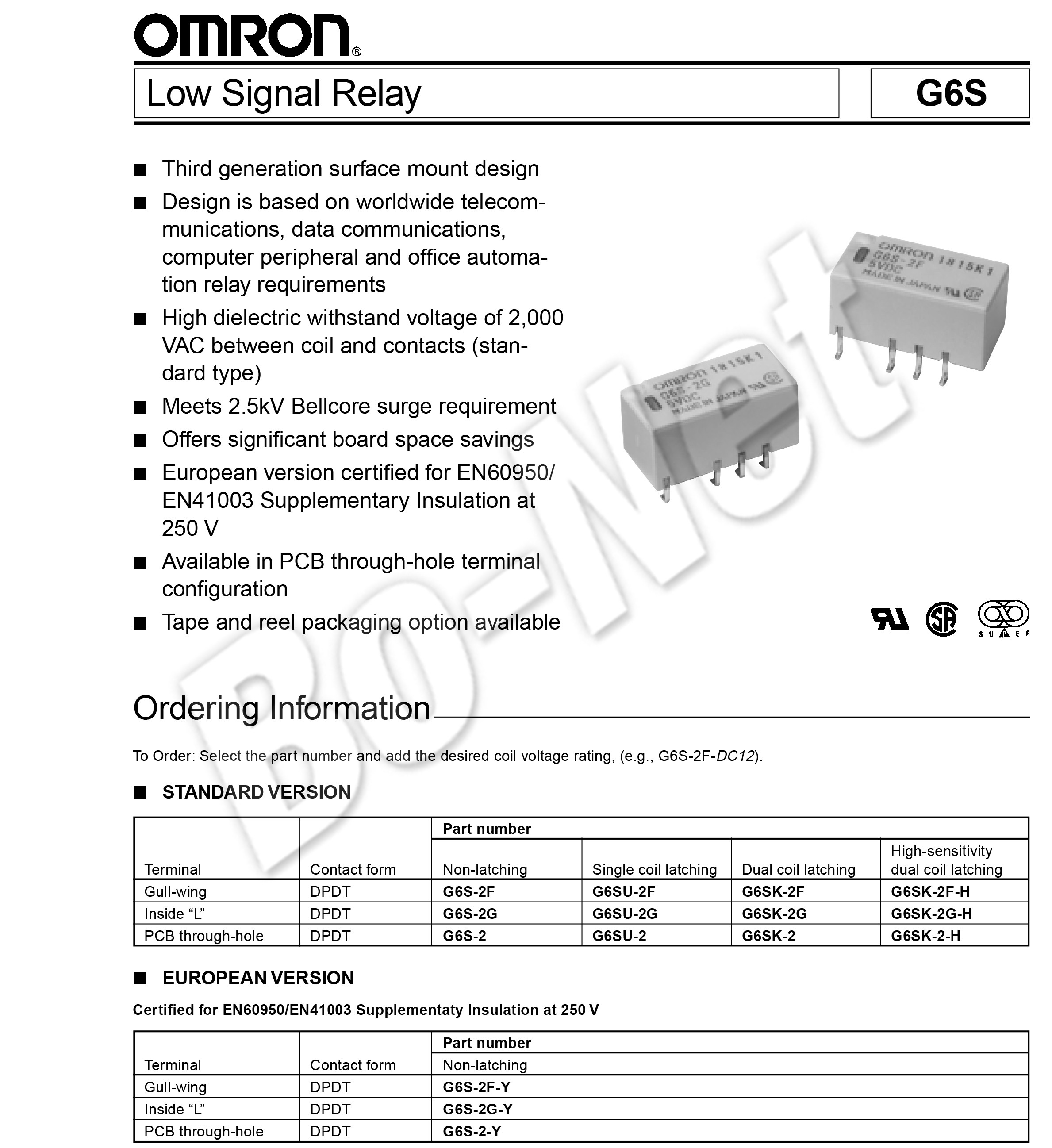 G6S-2-12VDC Omron orignal new electromagnetic relay G6S-2-12VDC