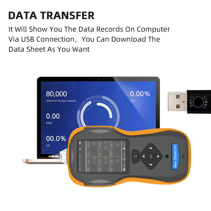 Multi Toxic Ex Gases Handheld Gas Analyzer VOCs Pump Suction Monitoring IP66