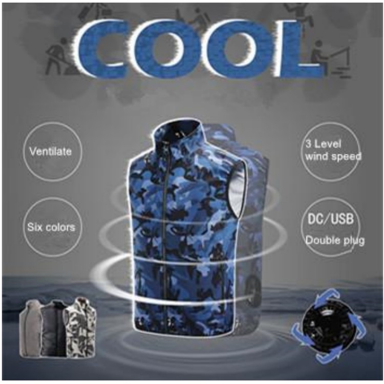 245g Air Conditioning Vest For Men Summer Cooler Stand Collar