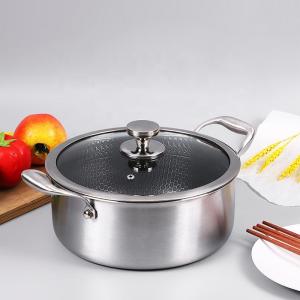 China Amazon Hot Sale Multifunctional Silver Kitchen Cookware 304 Stainless Steel Honeycomb Non-stick Soup Pots wholesale
