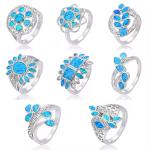 Natural Blue Sterling Opal Jewelry Ring For Women ODM
