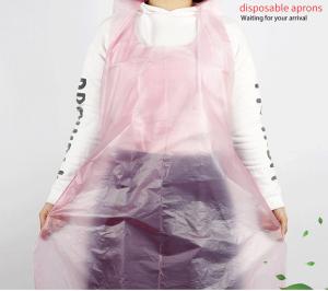 China Household Kitchen Pink white Transparent PE Disposable Apron wholesale