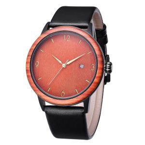 China Men's Unique Design Wooden Watches with Soft Leather Band Men Wristwatch wholesale