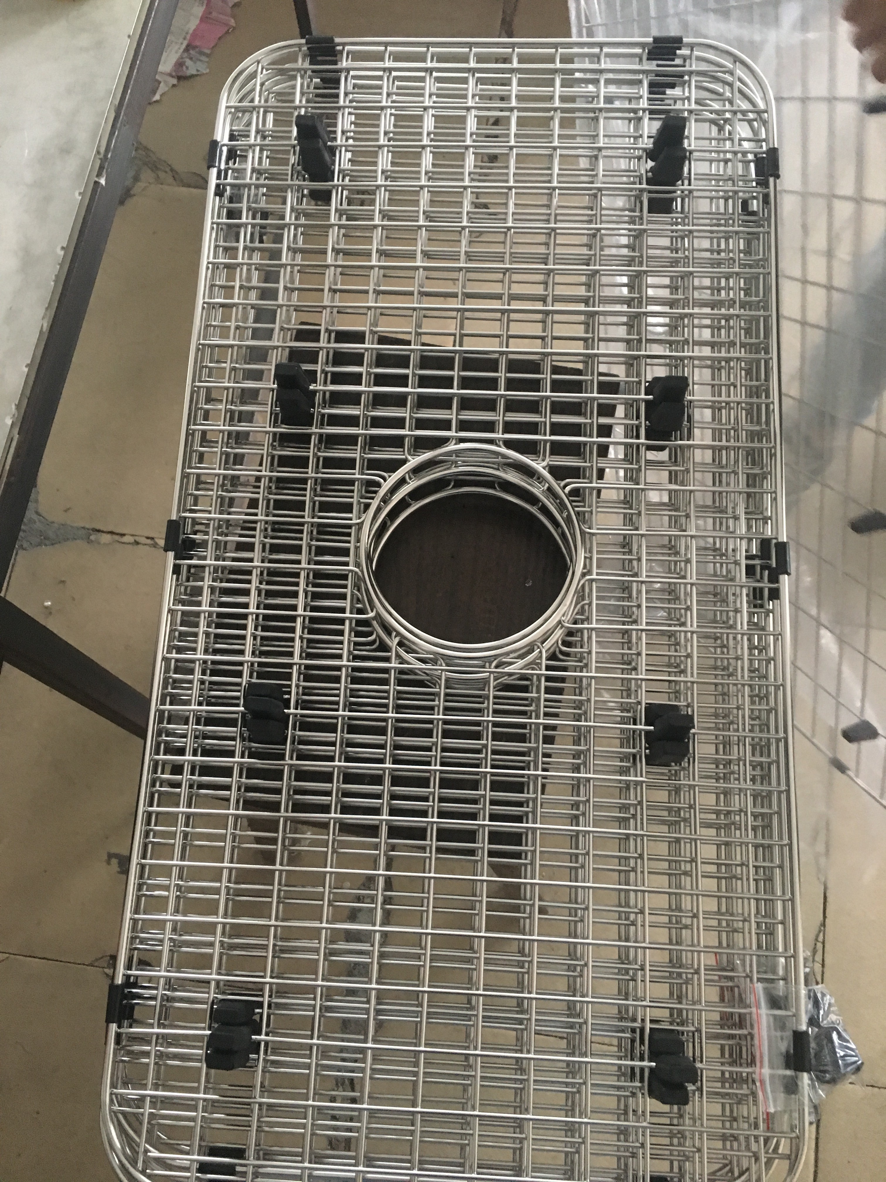 Stainless Steel Bottom Grid Kitchen Sink Accessories With Center Drain Hole