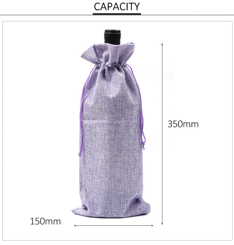 Cotton Pure Color Blank Drawstring Portable Wine Bottle Sleeve