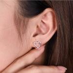 Emerald Cut VVS Moissanite Jewelry Heart Stud Earrings OEM