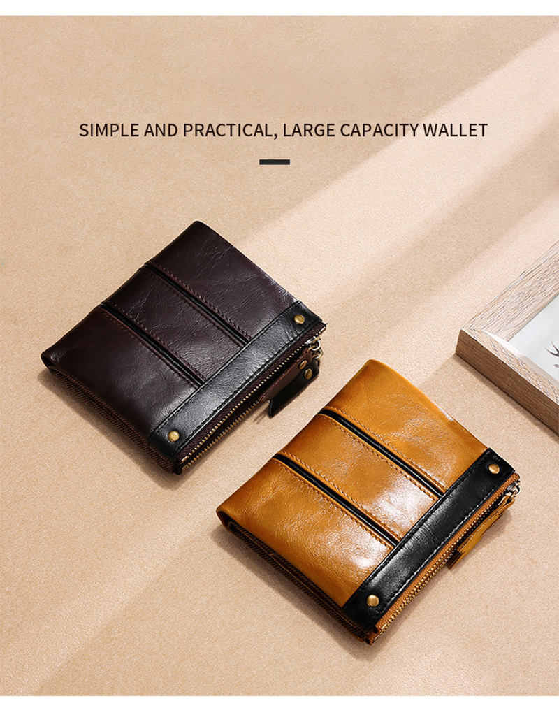 Vintage Style Minibook Men's Wallet with Zipper Closure and Hasp Closure 11.5*10.5*3cm