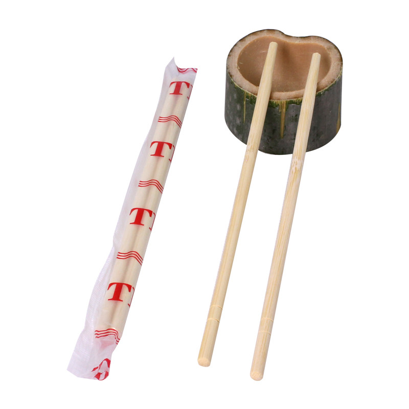 Chopsticks With Logo Plastic Packing Round Bamboo Chopsticks