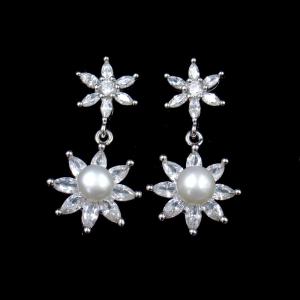 China Natural Freshwater Pearl 925 Silver Drop Earrings Star Shaped Fashion wholesale