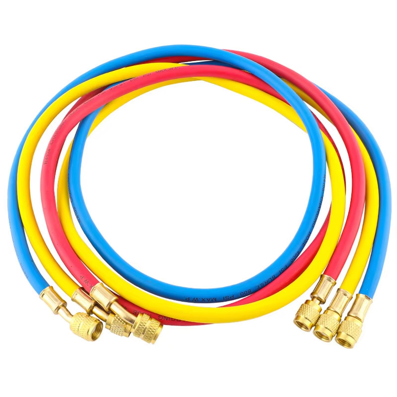 800 Psi Refrigerant Charging Hose 3 Color Fluoride Air Conditioner Pipe New Condition R12 R134 R410 R32 Valve