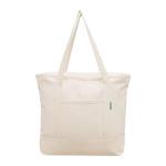 Printed Zipper Canvas Tote Bag With Pocket Custom Logo