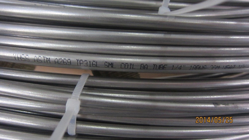 Stainless Steel Coil Tube ASTM A269 TP304/TP304L/TP310S/TP316L Bright Annealed 1/4 INCH BWG18 FOR SHIPYARD