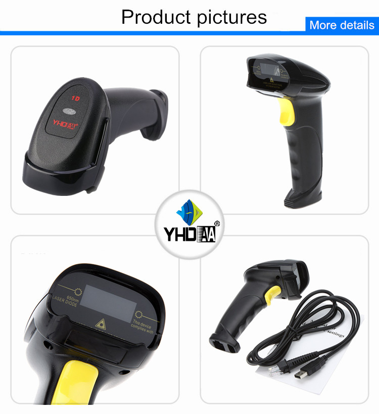 2 In 1 2.4Ghz Wireless Barcode Scanner USB 2.0 Wired 1D Laser Automatic