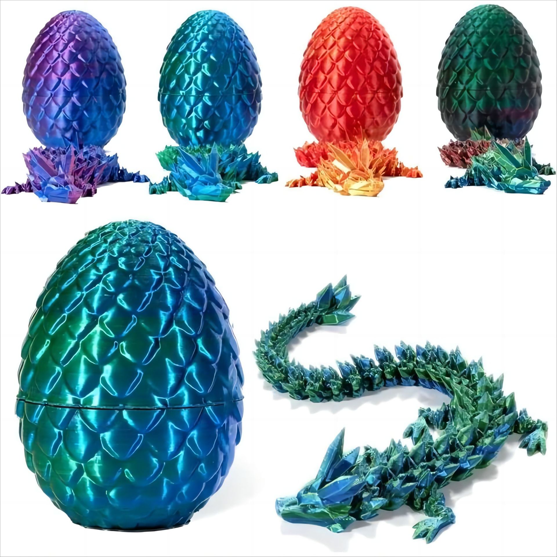 Articulated Crystal in Egg Executive Fidget Desk Toy 3D Printed Dragon Eggs for Unisex Age Range 5-7 Years