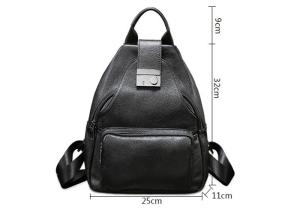 China Casual Vintage Large Womens Backpack Bags , Lady Solid School Black Leather Rucksack wholesale