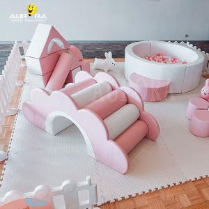 China Pastel Pink White Kids Soft Play Equipment Non Toxic Indoor Soft Play Climbers wholesale