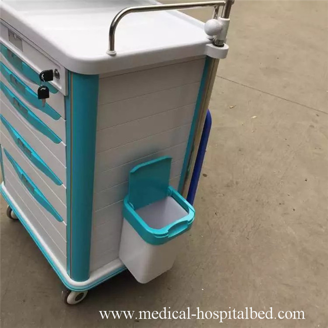 Manual Medical Crash Cart For Clinic With ABS Plastic Top Board