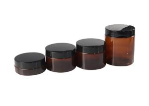 China Comestic Packaging Amber PET Jars Plastic Cosmetic Cream Jars With Lids wholesale