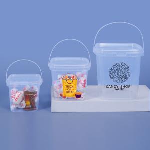 China Capacity 280ml 500ml 1L 2L Food Grade Square Small Clear White Plastic Bucket BPA Free wholesale