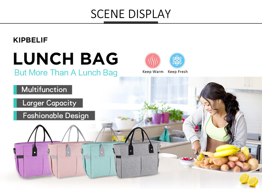 Fashion Lunch Tote Bag with Detachable Shoulder Strap for Women