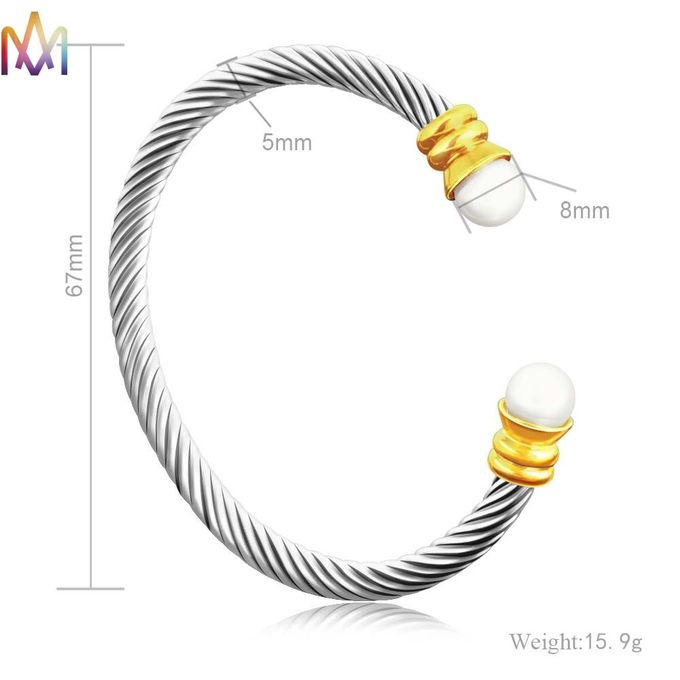 Twisted Cable Inspired Stainless Steel Cuff Bracelets 16g