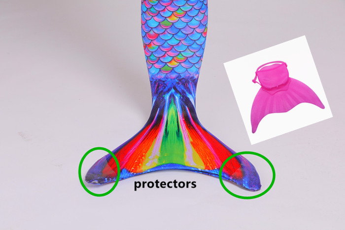 Rainbow Mermaid Swim Tails For Toddlers Ruffles Princess Designed Bikini Top
