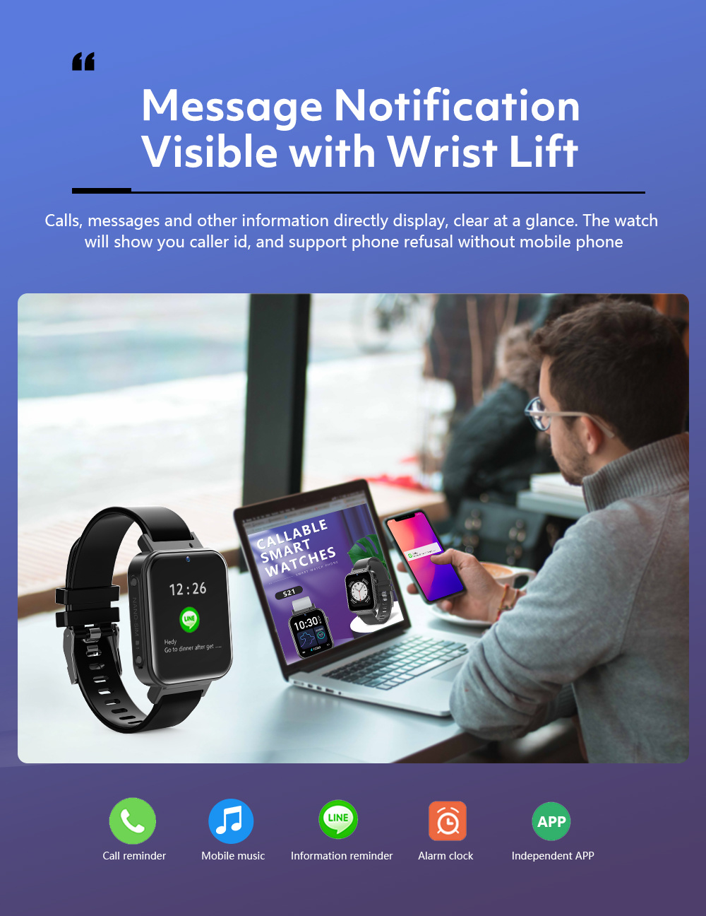 1.75inch 320 * 385 Resolution 1.5 Hour Charging Time Face Recognition Video Chat 4G S21 Smart Watch for Weather Monitoring