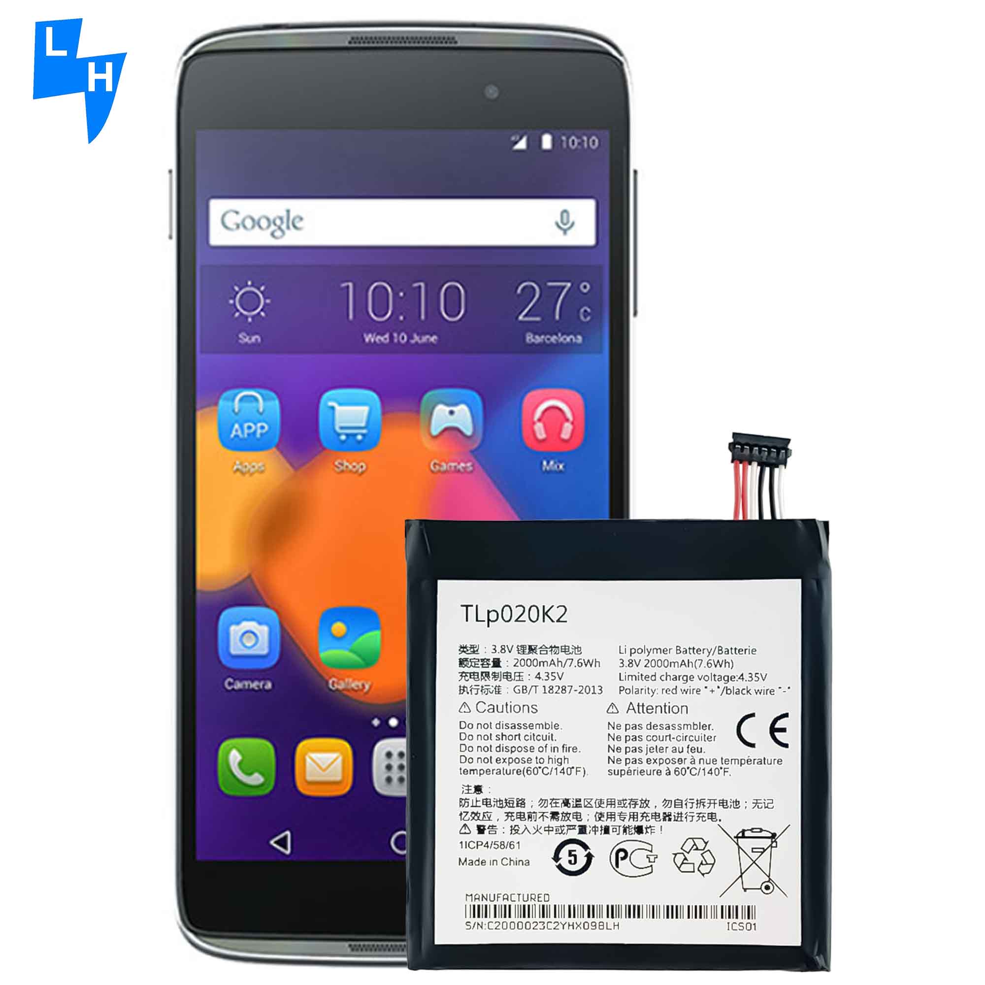 Alcatel One Touch Idol 3 4.7 OT6039 6039Y 6039H 6039K Battery 2000mAh TLP020K1 TLP020K2