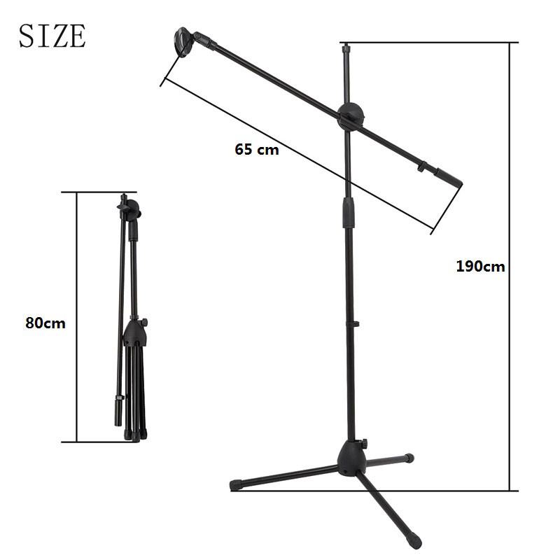 Black Heavy Metal Base 190cm M01 Boom Arm With Mic
