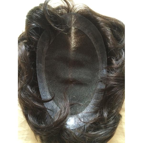 Any Size Custom Hair Toupee for Regular Maintenance and Hand-Tied Construction