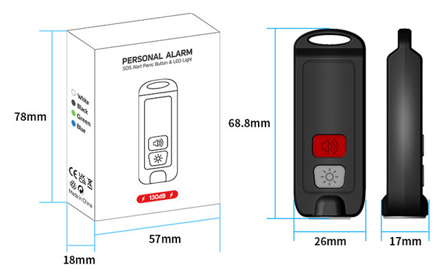 Safe Sound Personal Alarm 130dB USB Rechargeable Keychain Alarm Self Defense Security Alarm With Mini Emergency LED