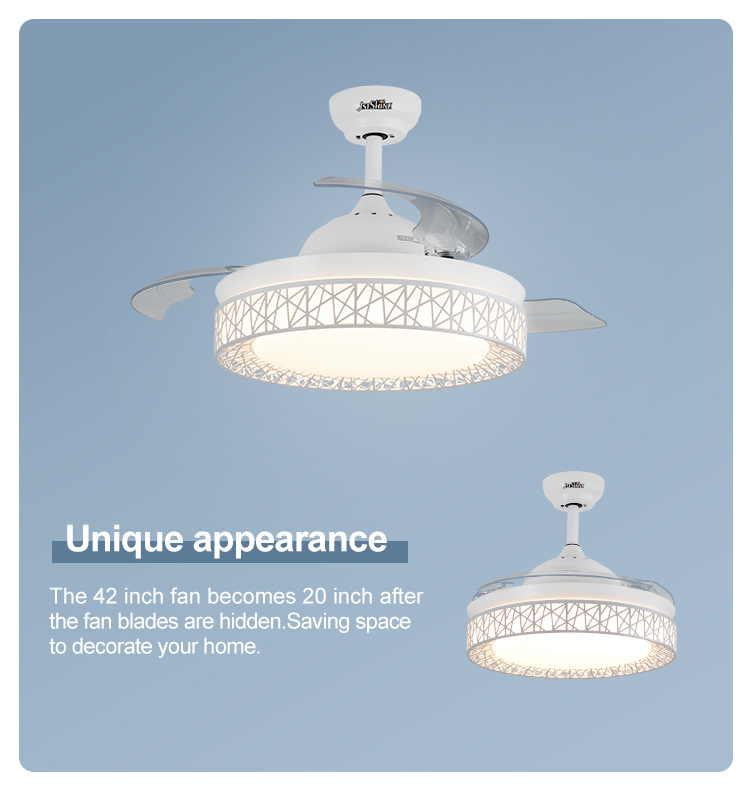 Invisible Retractable Blade Ceiling Fan Low Watt AC 220V Remote Control Modern Design