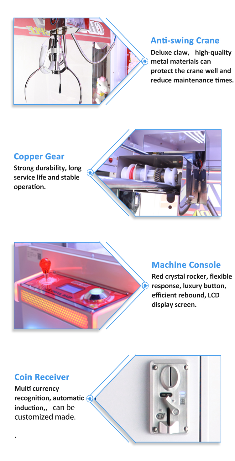 EU/US/UK/AU Plug 110V/220V Coin Operated Vending Claw Crane Game Machine for Retail Items