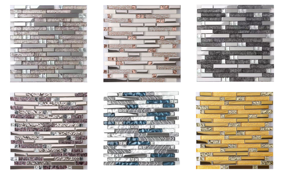 Interior Design Mixed Long Hexagon Volakas Glass Mosaic Tile and Crystal Diamond Glass Mosaic Backsplash Tile