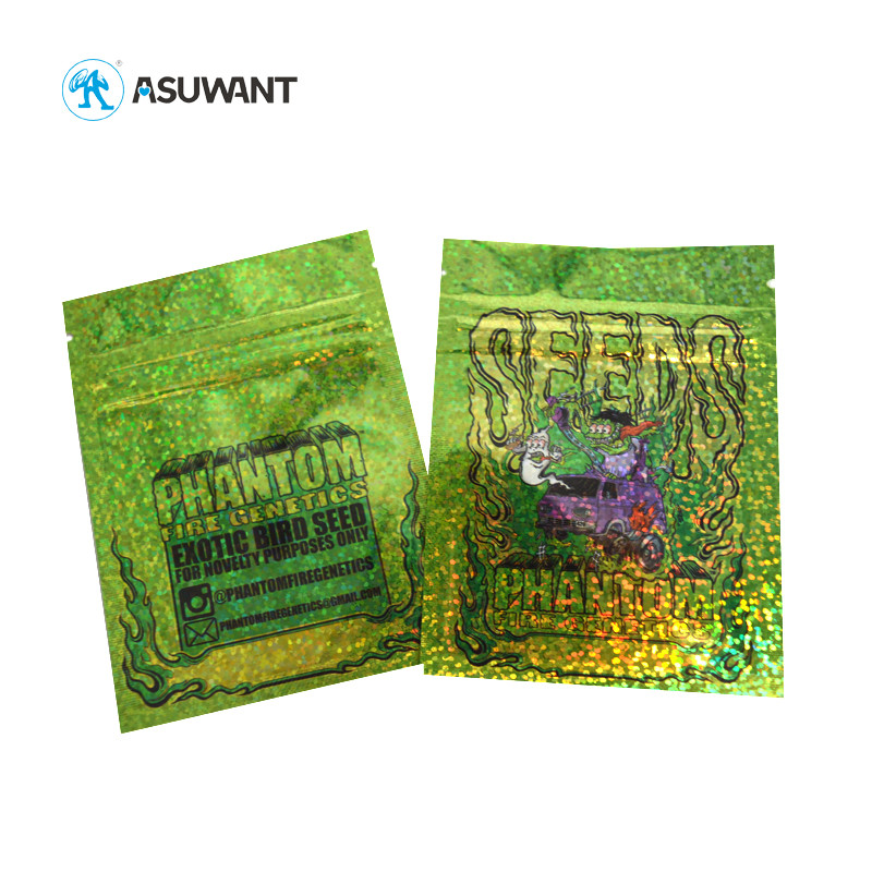 Transparent Holographic Packaging Bag Laser Clear Zipper Food Grade Bag