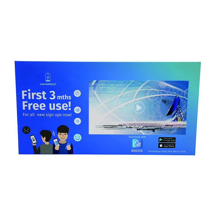 Custom print cardboard LCD video display with back stands for video point of sales marketing