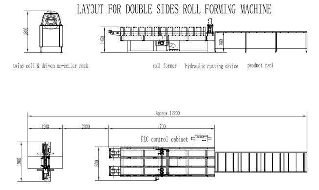 Double Rows Roof Panel Roll Forming Machine , Stud And Track Roll Forming Machine