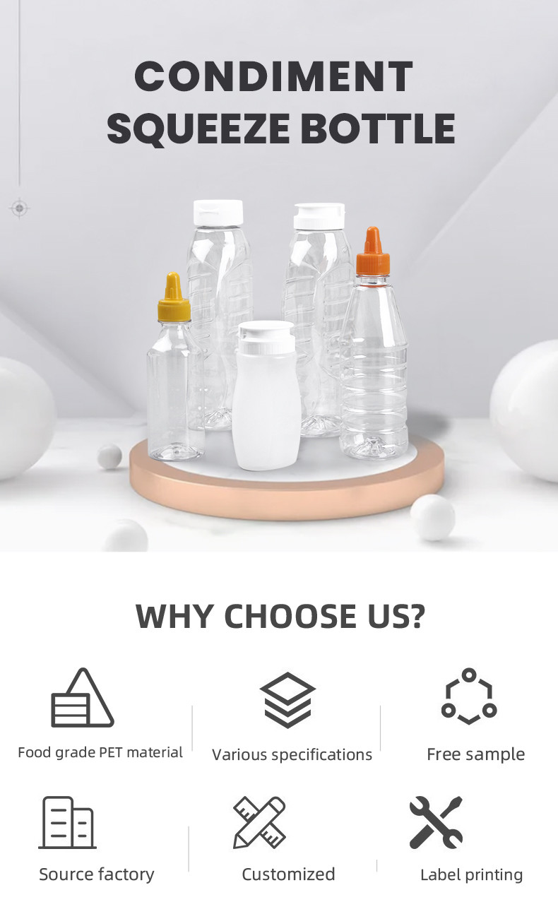 Empty Transparent Honey Ketchup BBQ Sauce Squeeze Bottles Eco Friendly